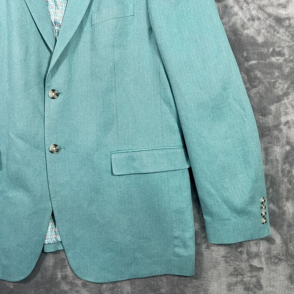 Alan Flusser Linen Blend Green Blazer Mens XL 46 Sport Coat Suit Jacket Lined